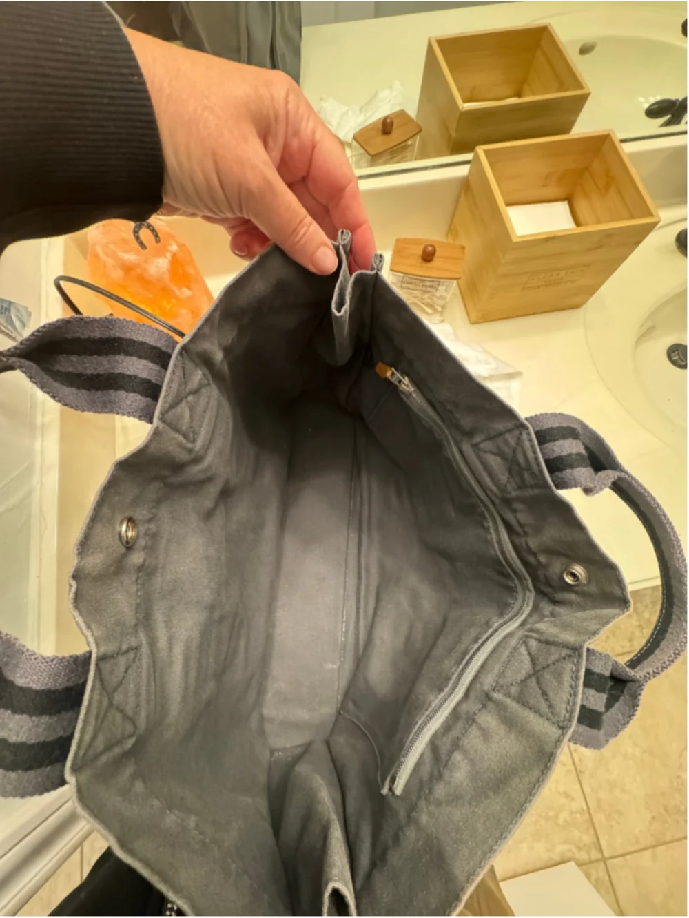 Hermès Fourre-Tout Canvas Tote Bag, Grey and Black Vintage